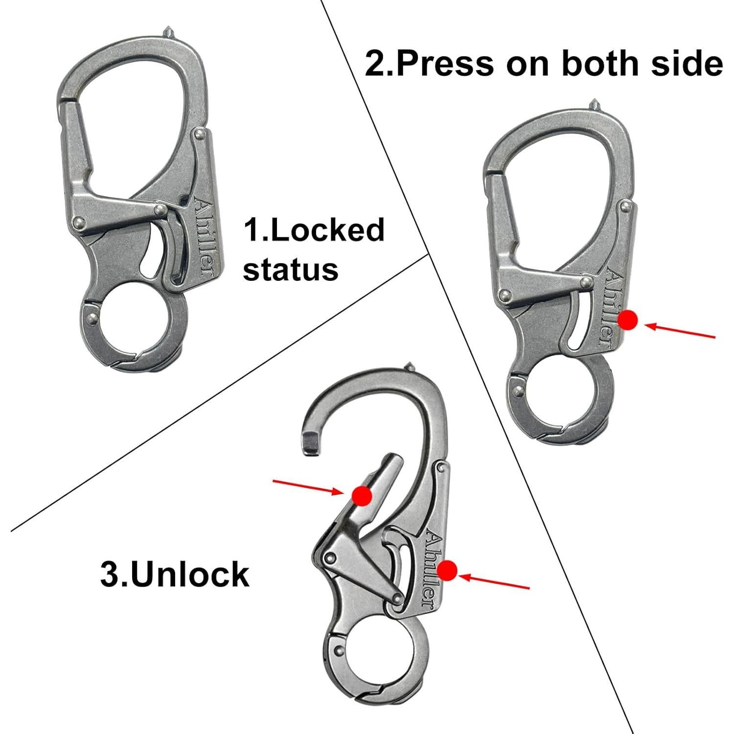 Clip de Llavero Mosquetón Ahiller DJK-QS Doble Bloqueo Acero
