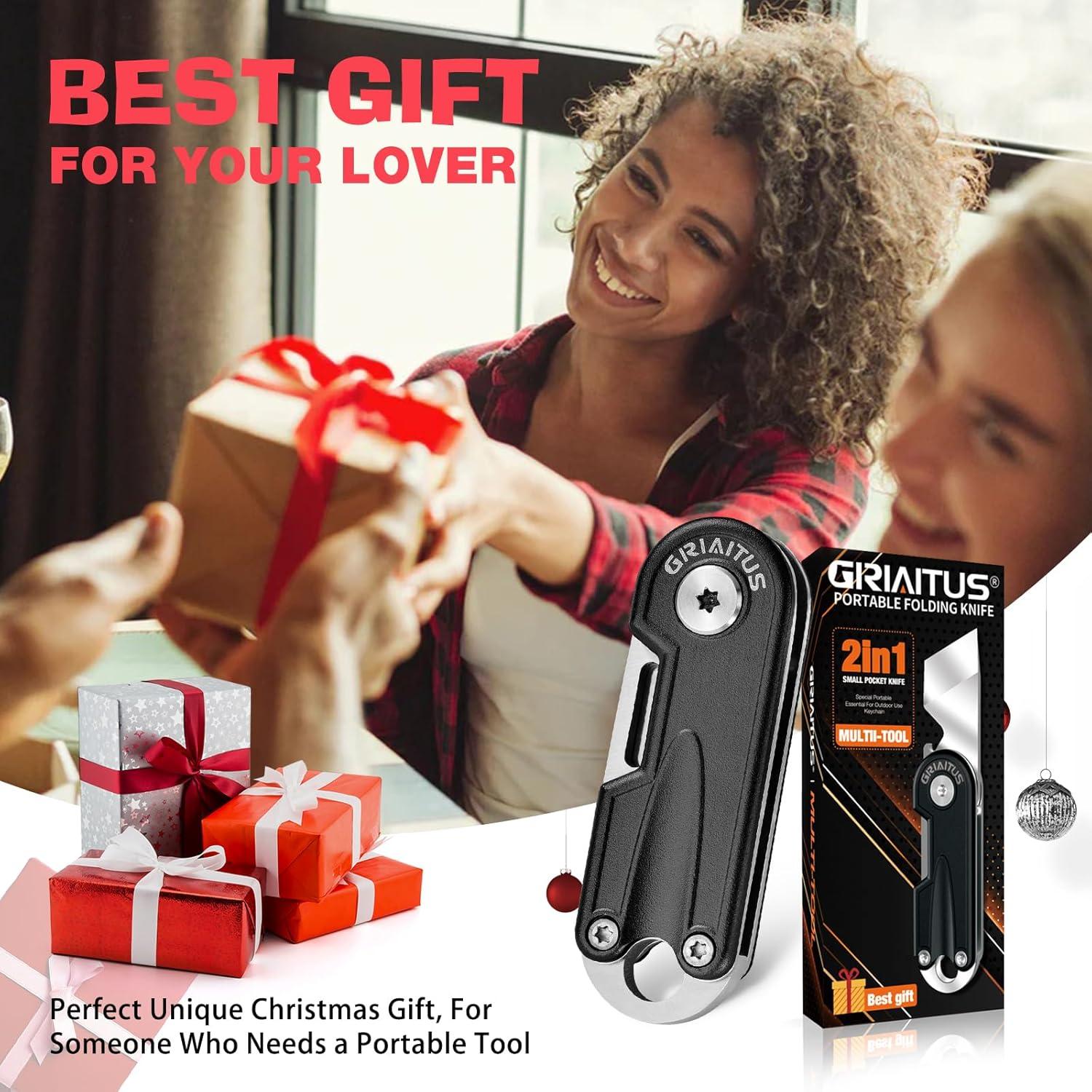 Cuchillo de bolsillo multitool GIRIAITUS 2en1 negro EDC 49.87g