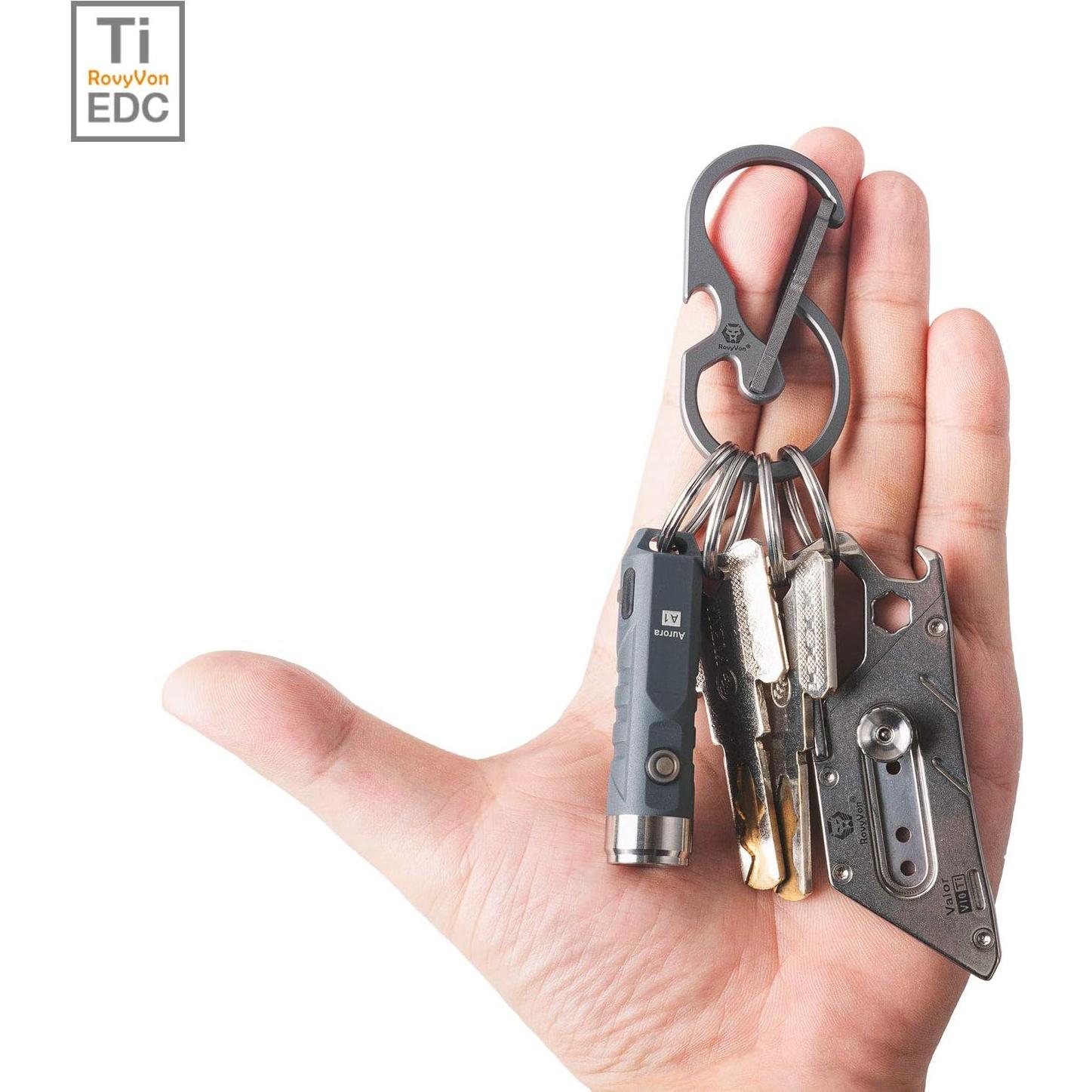 Mosquetón de Llaveros RovyVon U8 de Titanio con Abrebotellas