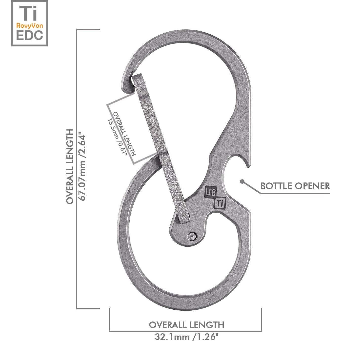 Mosquetón de Llaveros RovyVon U8 de Titanio con Abrebotellas