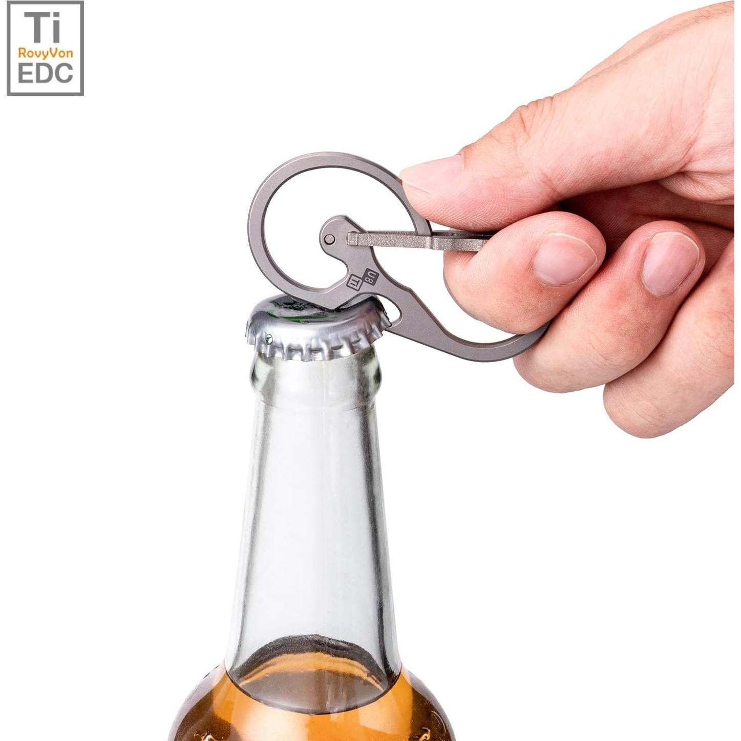 Mosquetón de Llaveros RovyVon U8 de Titanio con Abrebotellas