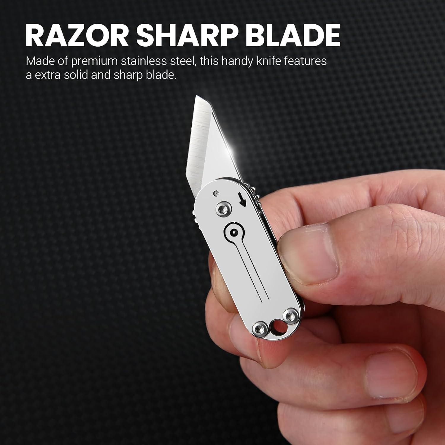 Cuchillo de Llave Plegable FUNBRO 4cm Acero Inoxidable Gris