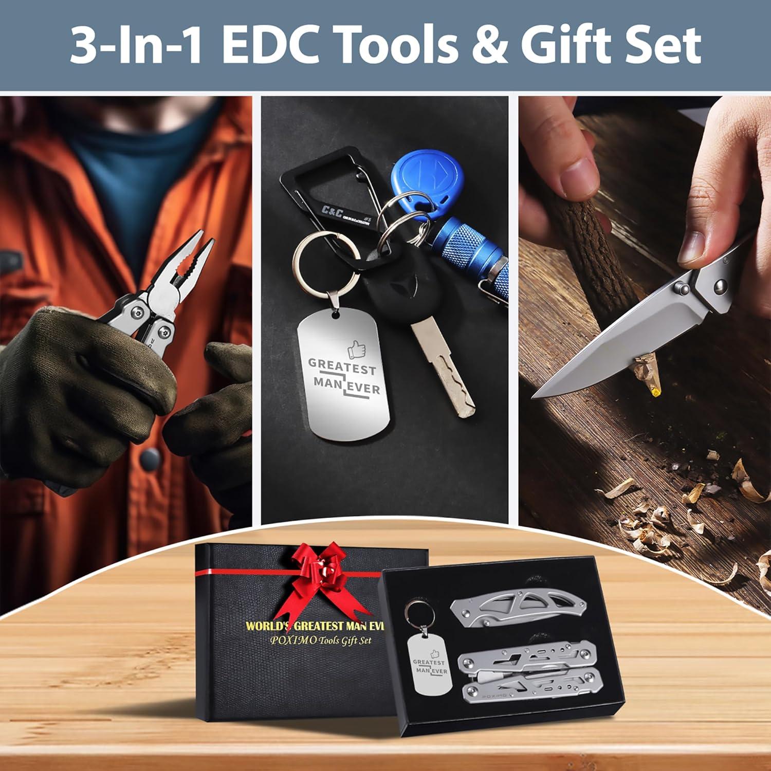 Juego de Herramientas 3-en-1 POXIMO - Pinzas 14-en-1, Cuchillo y Etiqueta