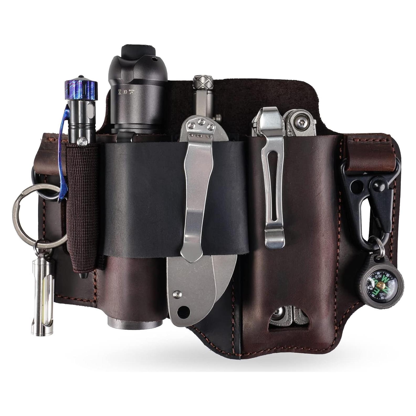 Funda de Multiherramienta de Cuero Sayram ST1 - EDC para Cinturón