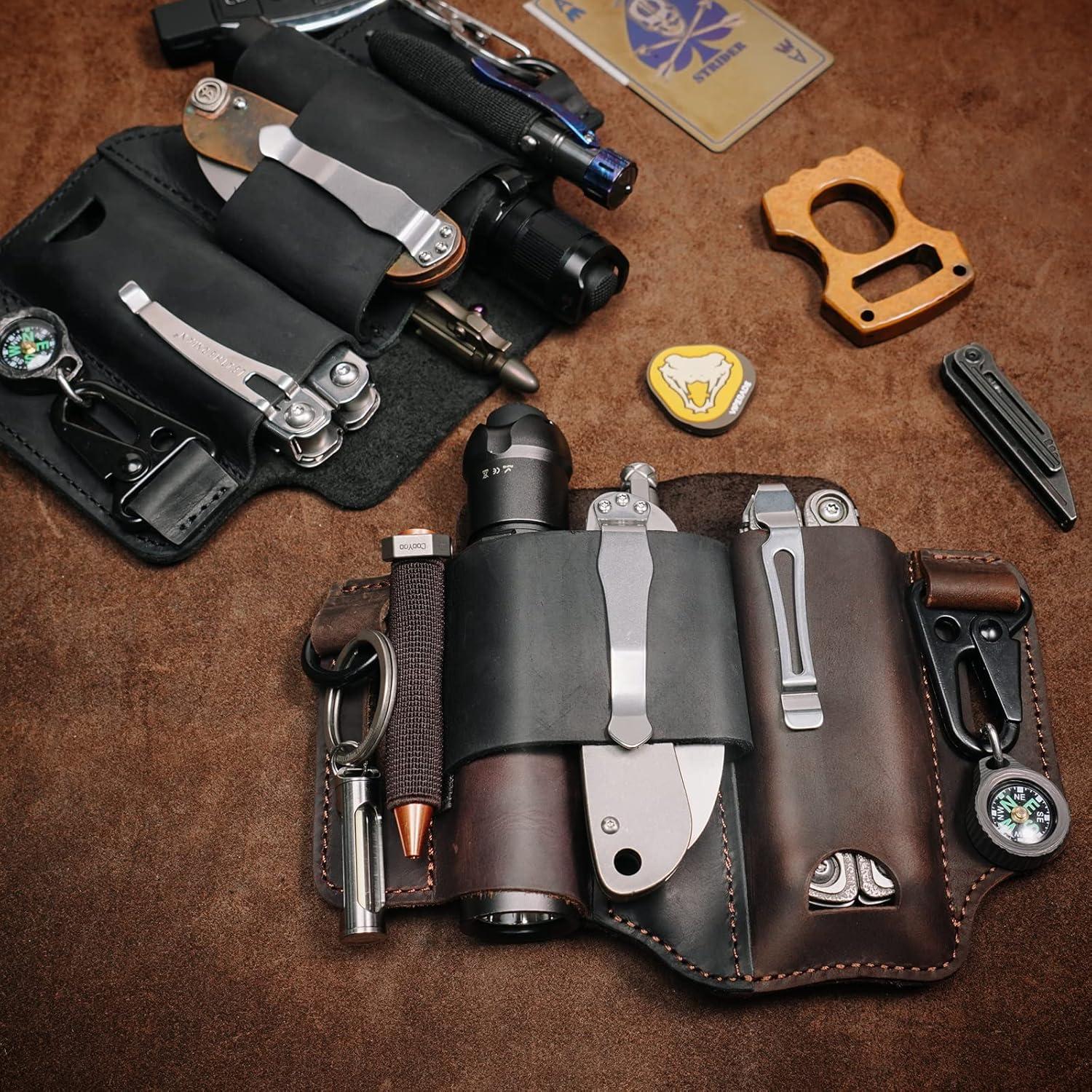 Funda de Multiherramienta de Cuero Sayram ST1 - EDC para Cinturón