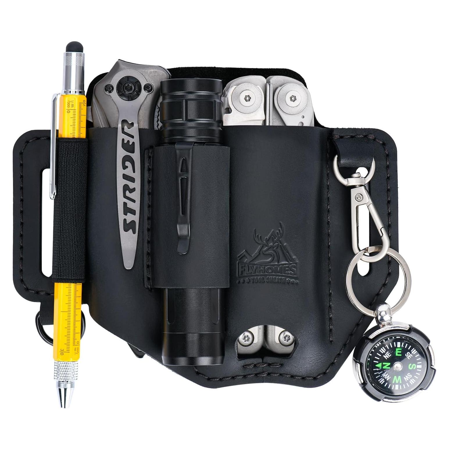 Funda de Cuero EDC FLYHOMES para Multiherramientas Negra