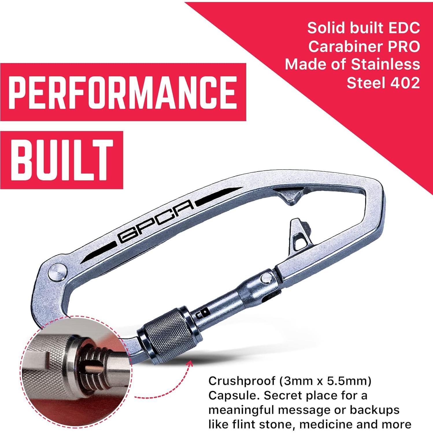 Clip de Llavero con Mosquetón GPCA X-CARA-SS Acero Inoxidable