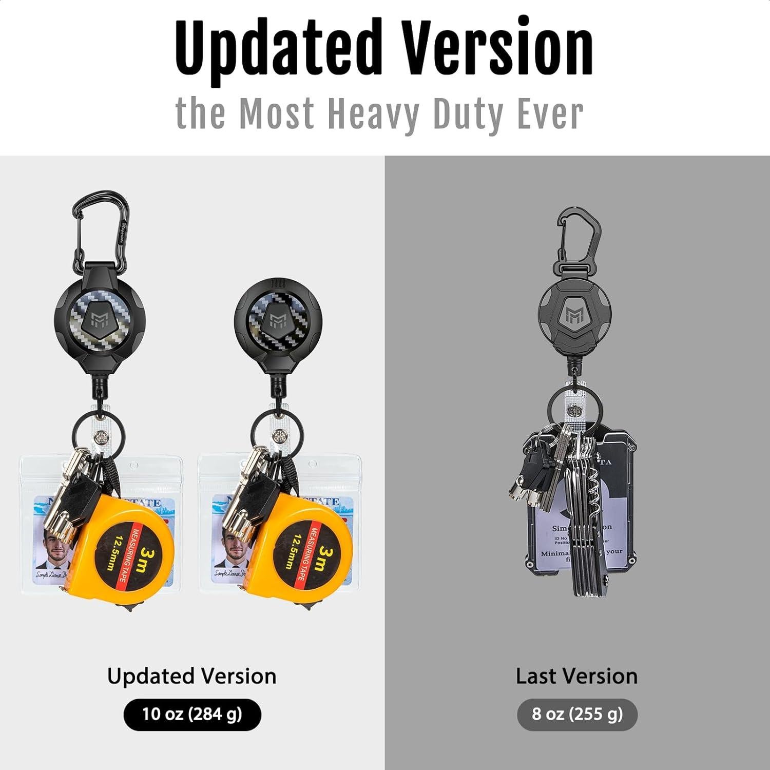 Llavero Retráctil MNGARISTA Mejorado 2 Piezas Clip y Carabiner