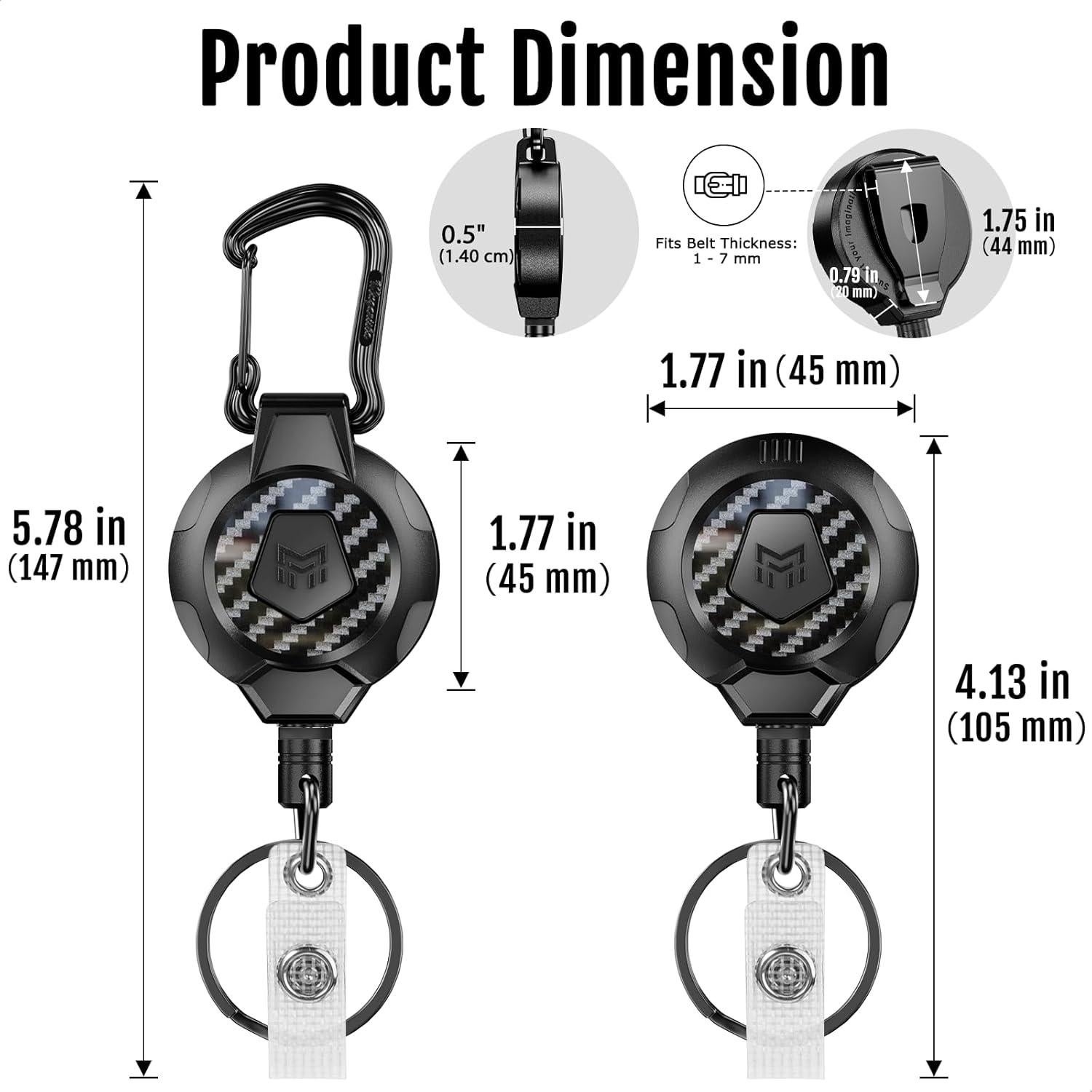Llavero Retráctil MNGARISTA Mejorado 2 Piezas Clip y Carabiner