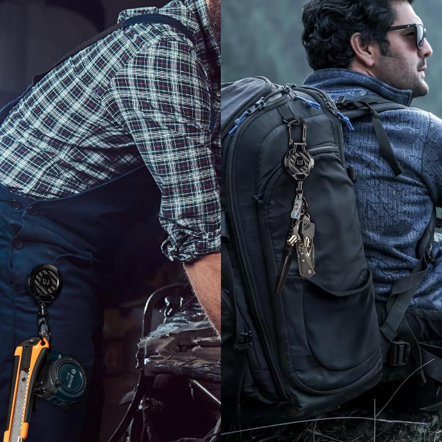 Llavero Retráctil MNGARISTA Mejorado 2 Piezas Clip y Carabiner