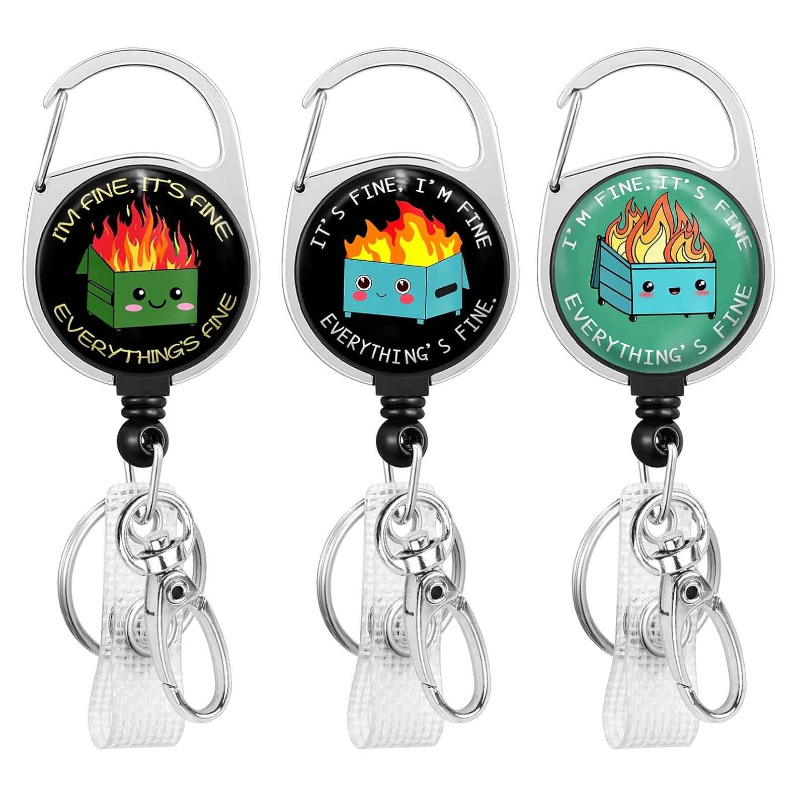 Clip de Insignia Retráctil Gctriki 3 Piezas Basura en Llamas