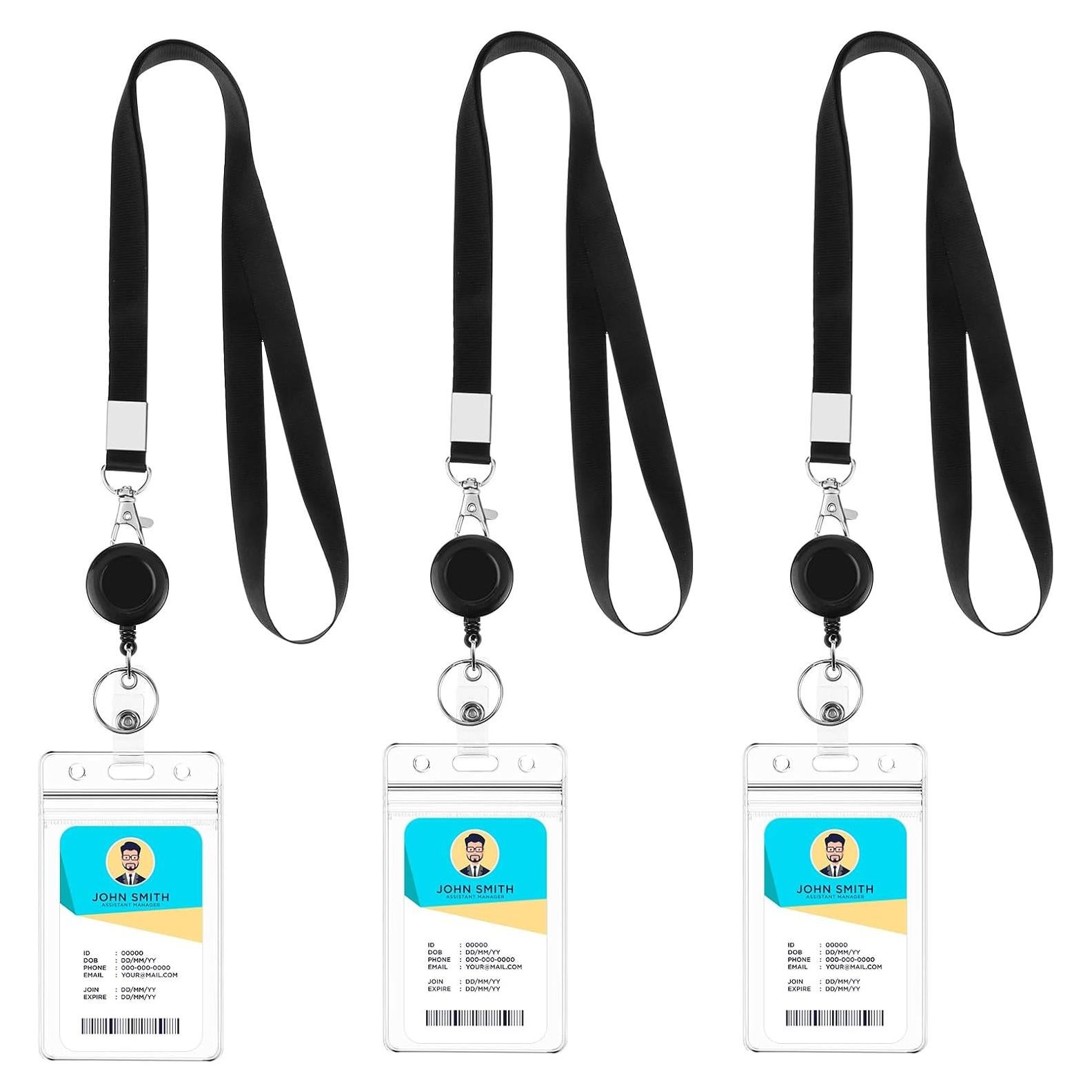 Paquete de 3 Lanyards BESARME con Clip Retráctil y Sujetadores