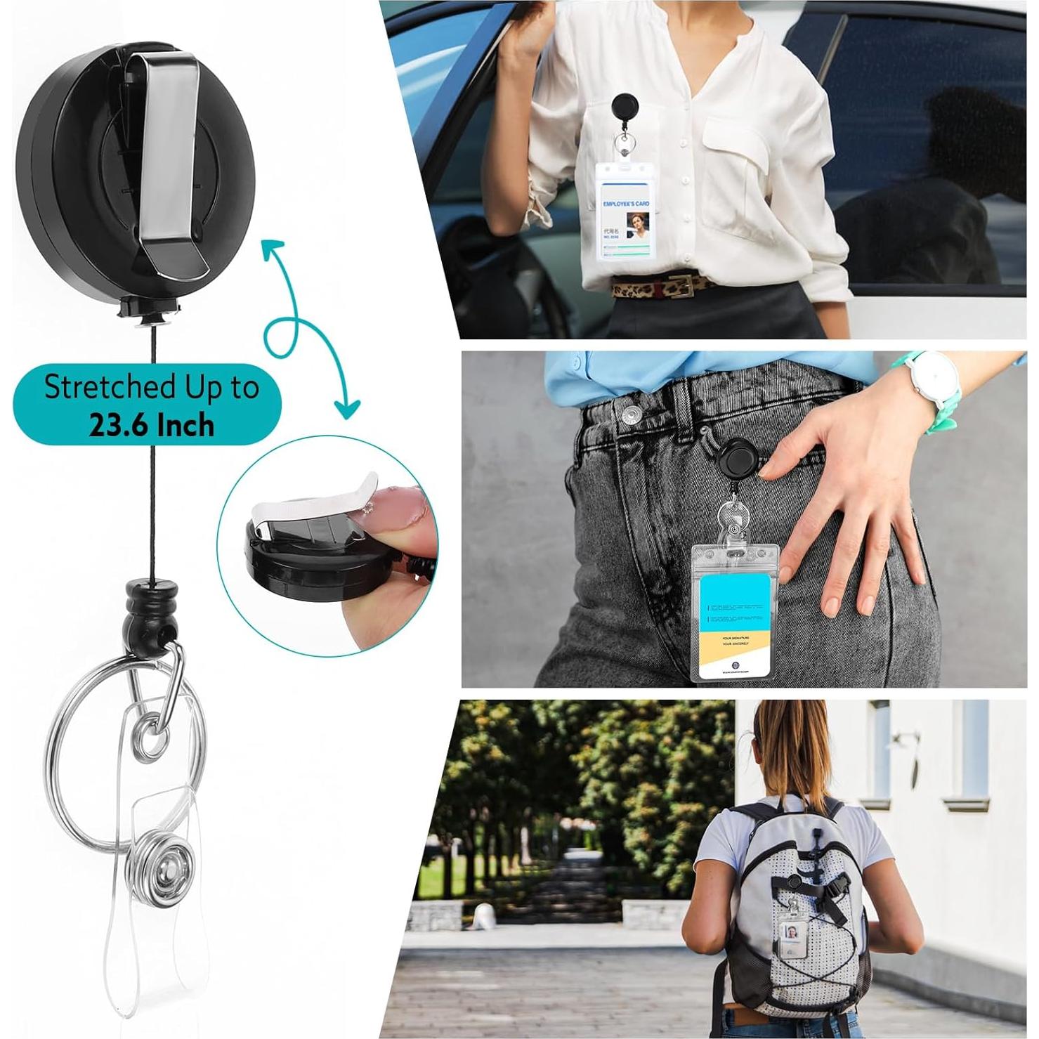 Paquete de 3 Lanyards BESARME con Clip Retráctil y Sujetadores