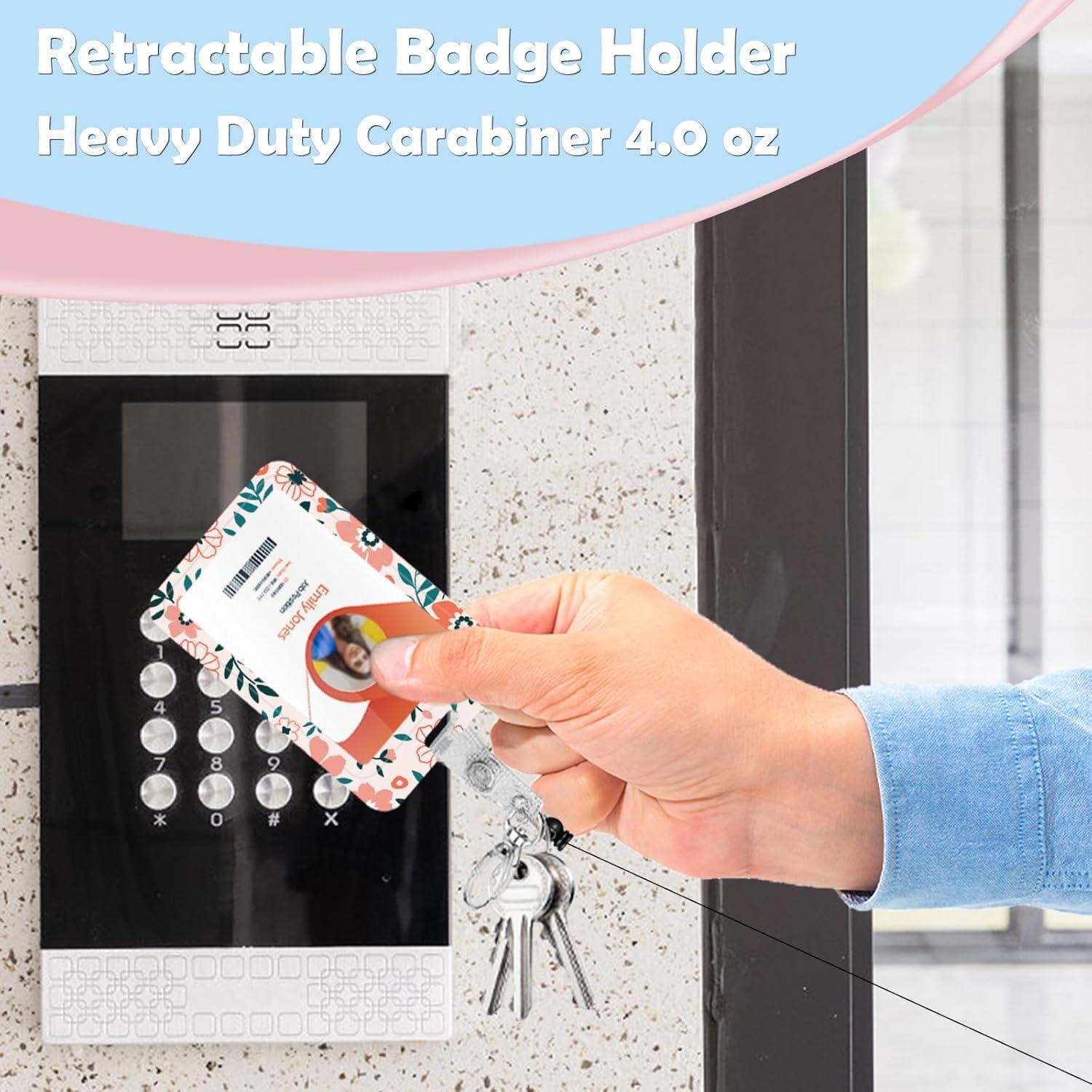 Porta Credencial Retráctil Boutilon Rosa Flor con Cordón 52 cm