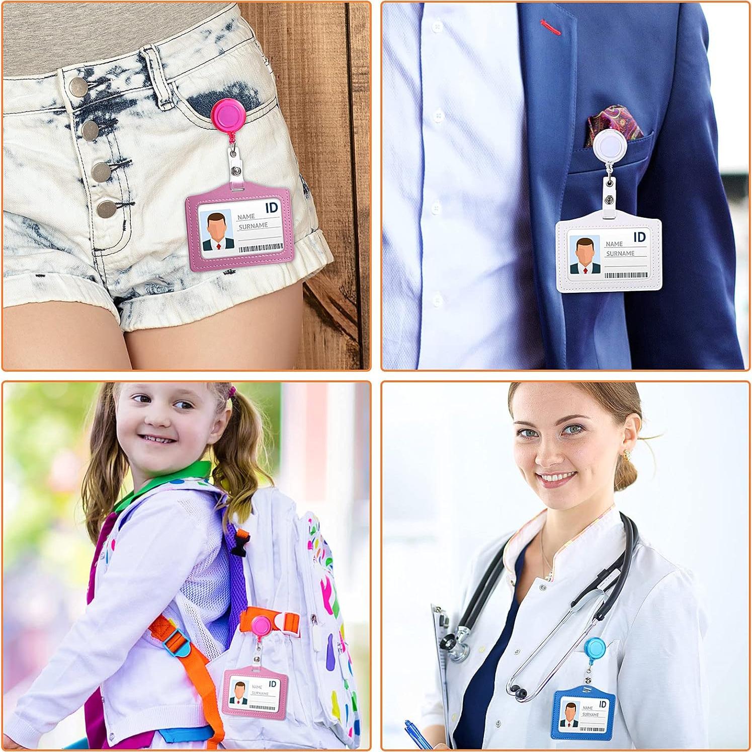 24 Portatarjetas Retráctiles Tenare Multicolor con Clip PU