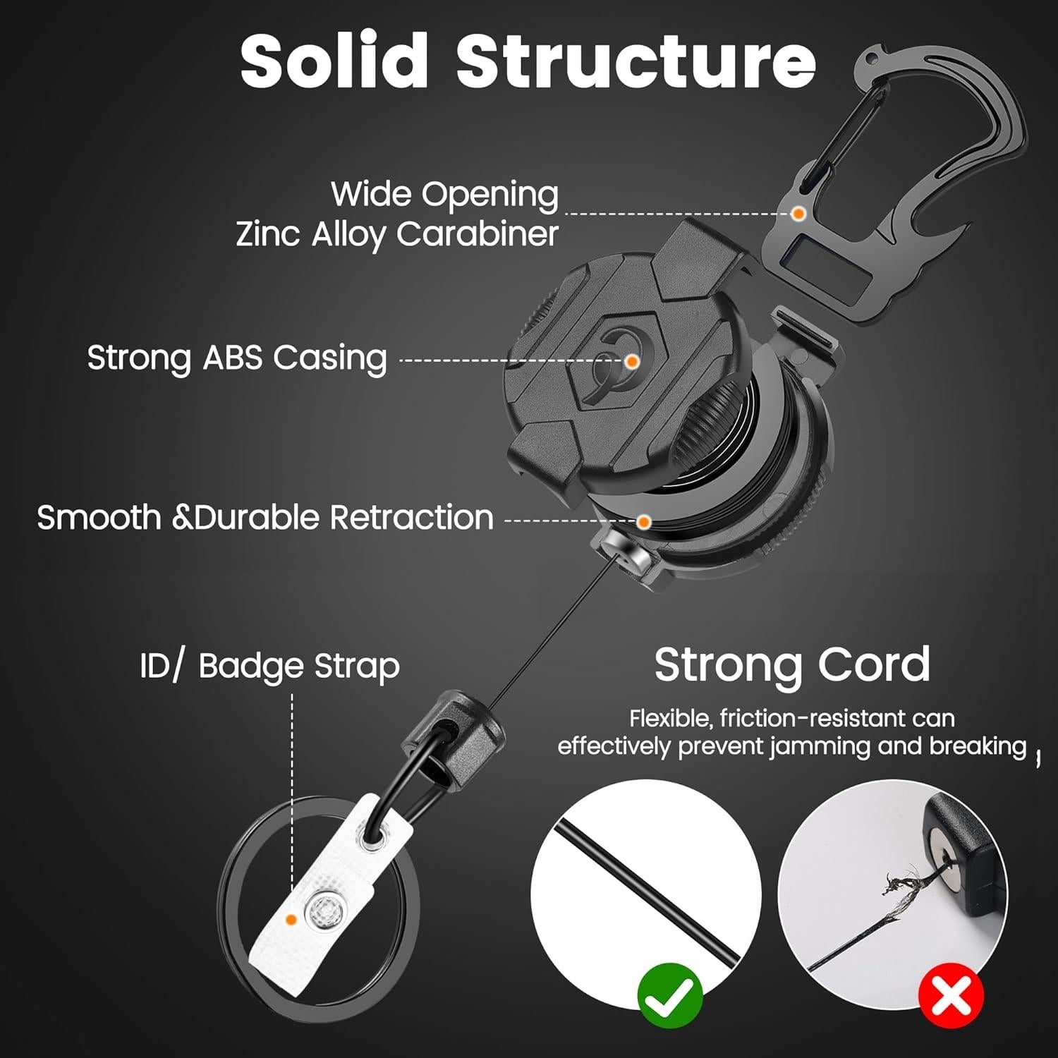 2 Llavero Retráctil POPLOPP con Cierre Magnético y Mosquetón
