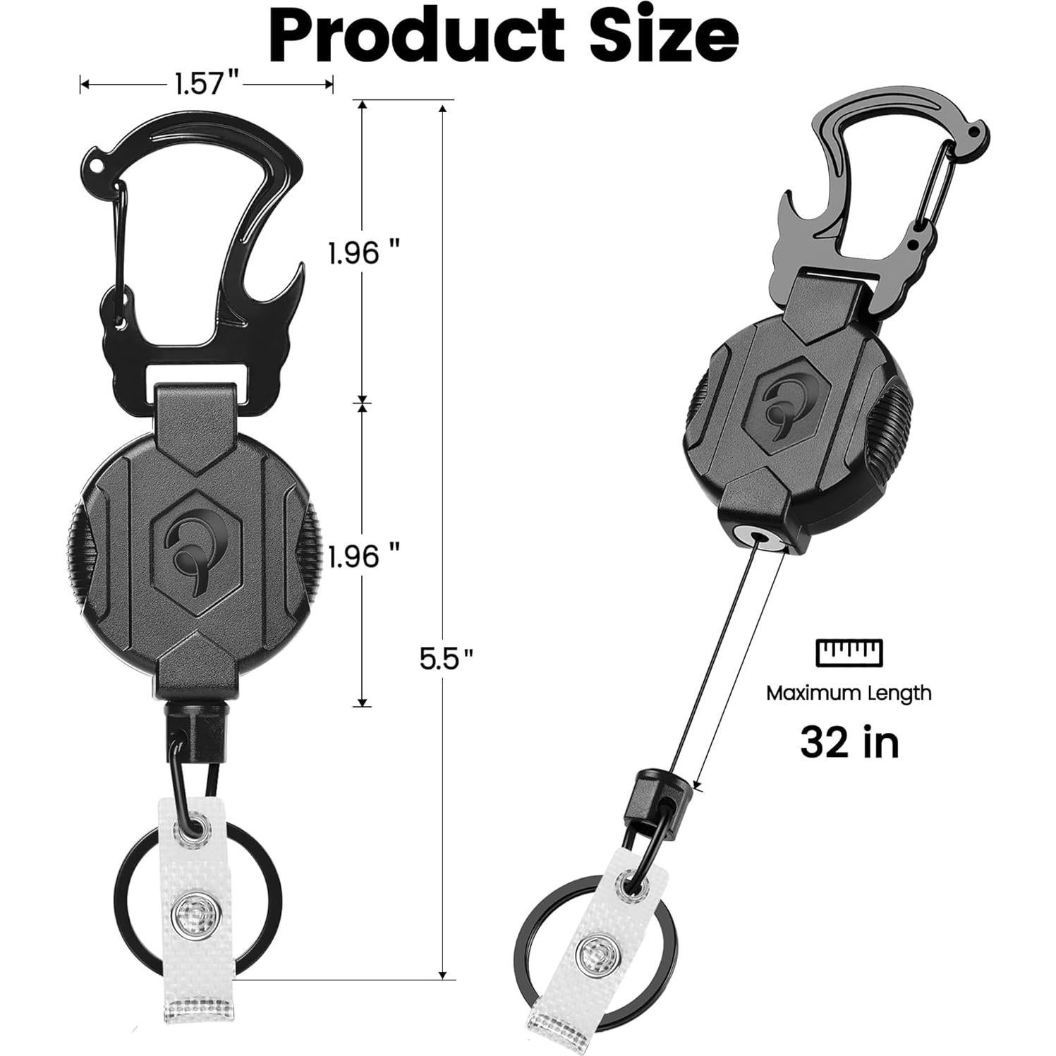 2 Llavero Retráctil POPLOPP con Cierre Magnético y Mosquetón