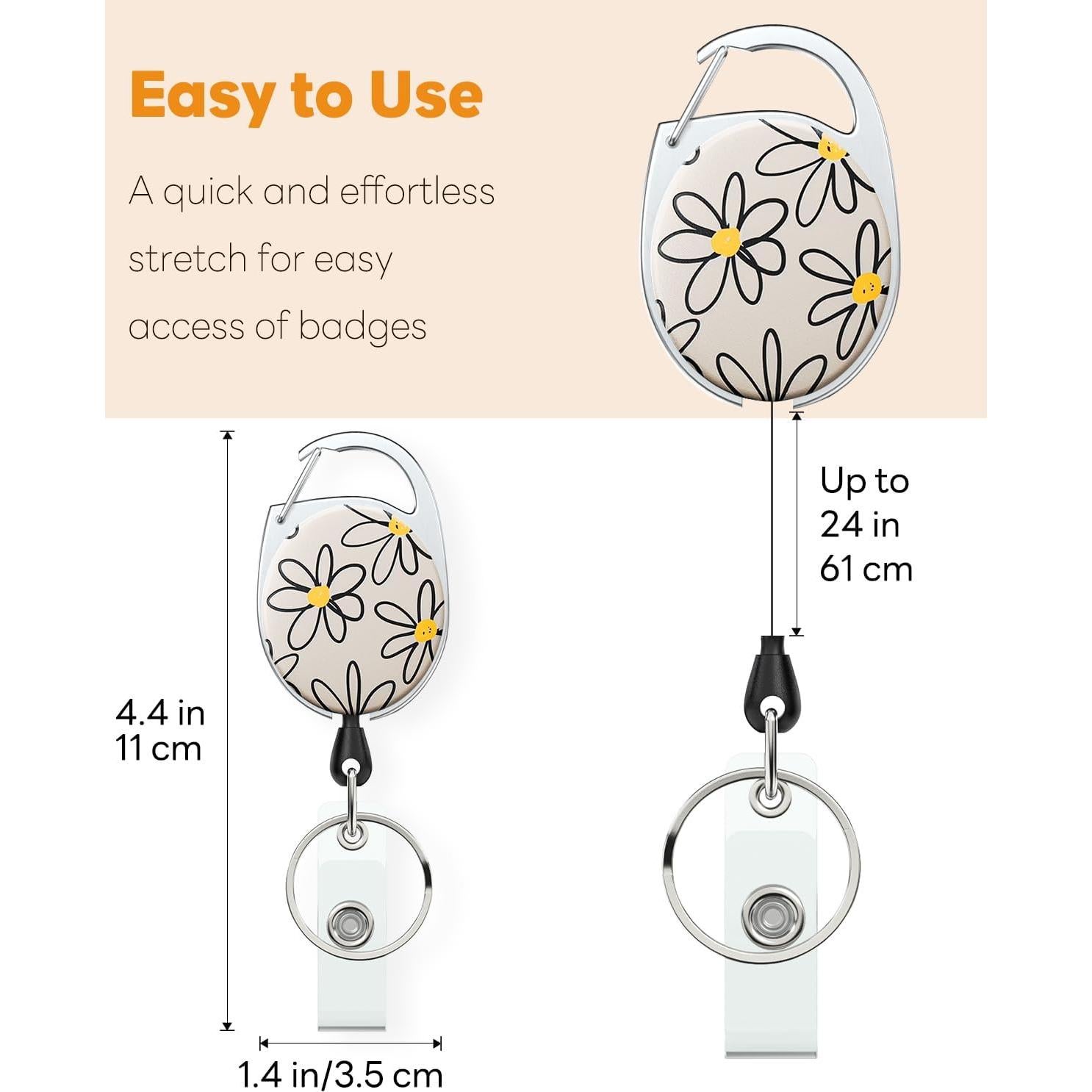 Carrete Retráctil Uniclife para Portatarjetas Floral Beige 61 cm