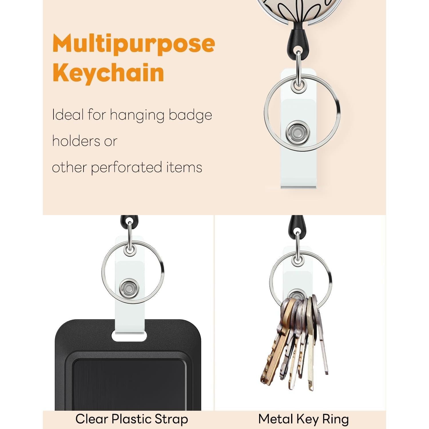 Carrete Retráctil Uniclife para Portatarjetas Floral Beige 61 cm