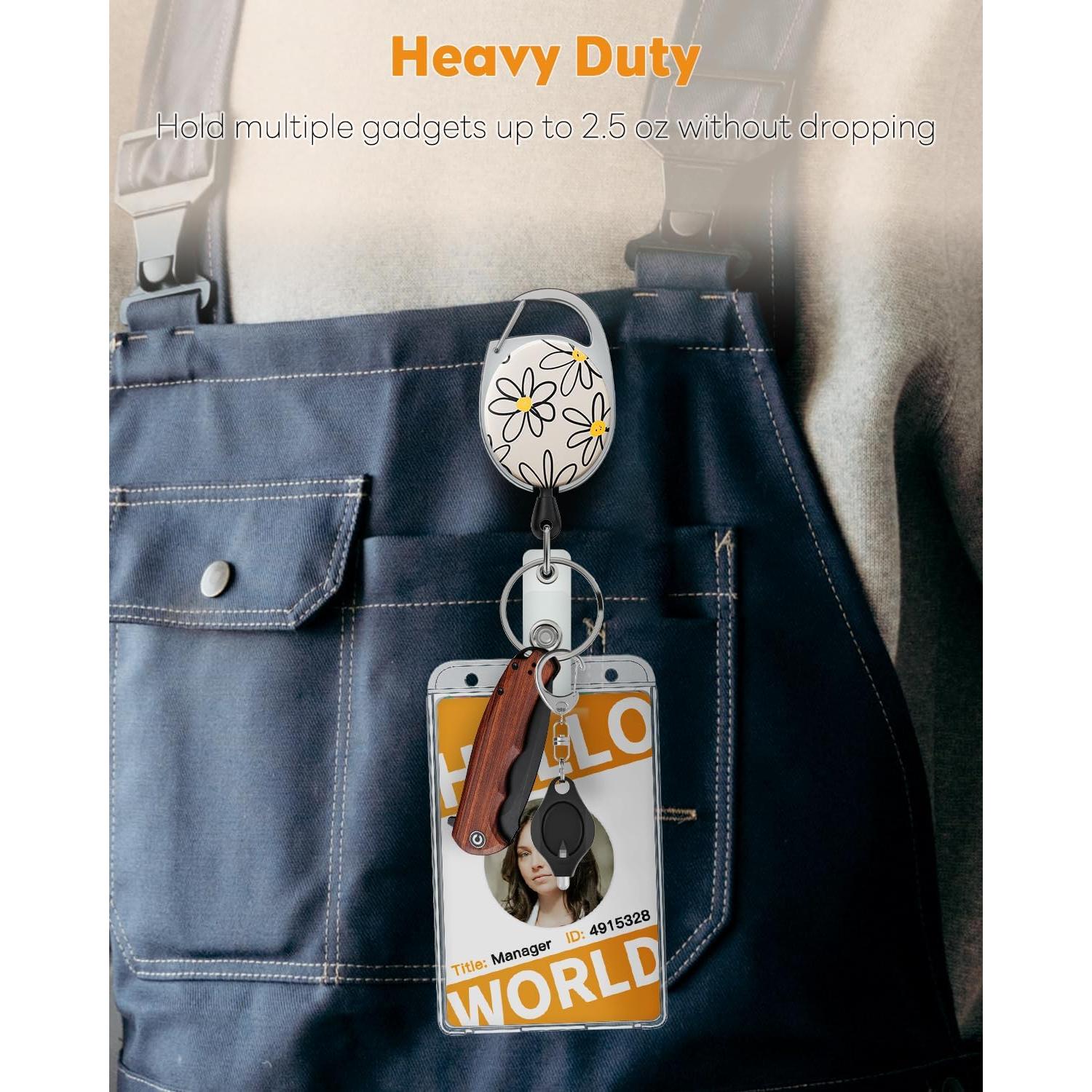 Carrete Retráctil Uniclife para Portatarjetas Floral Beige 61 cm