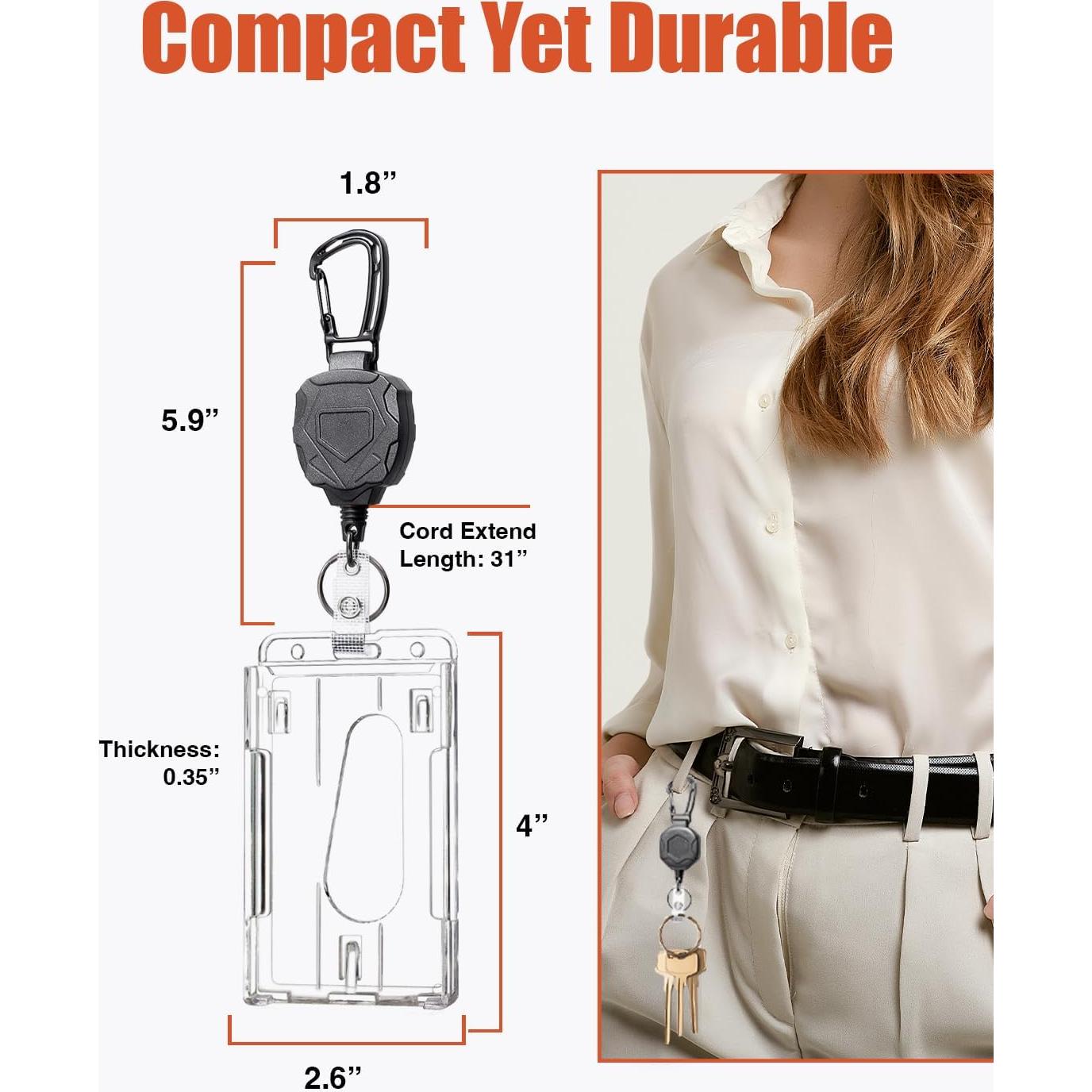 Soporte de Insignia Retráctil Piffny con Clip Carabiner 2 Pzas