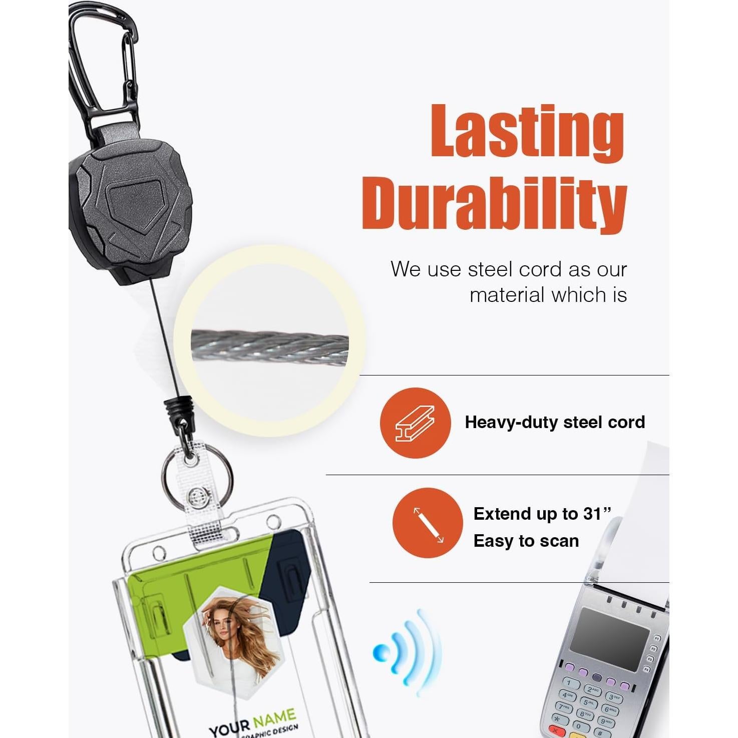 Soporte de Insignia Retráctil Piffny con Clip Carabiner 2 Pzas