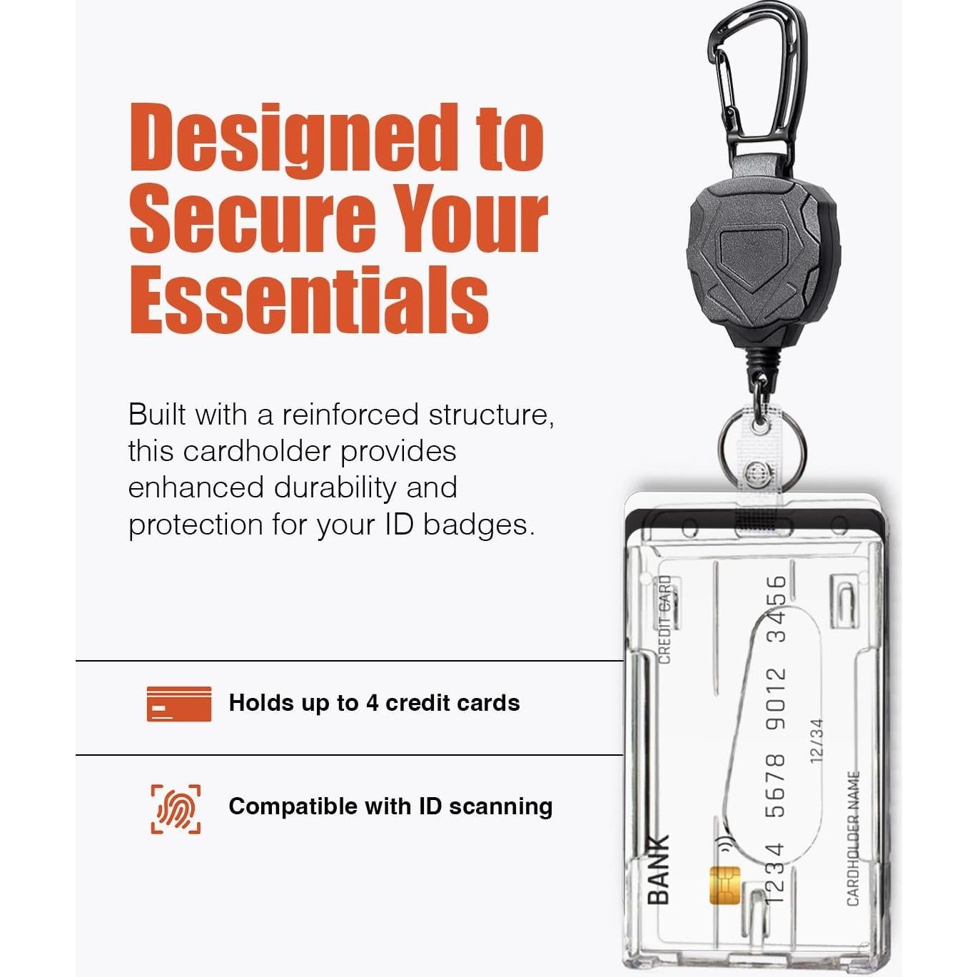 Soporte de Insignia Retráctil Piffny con Clip Carabiner 2 Pzas