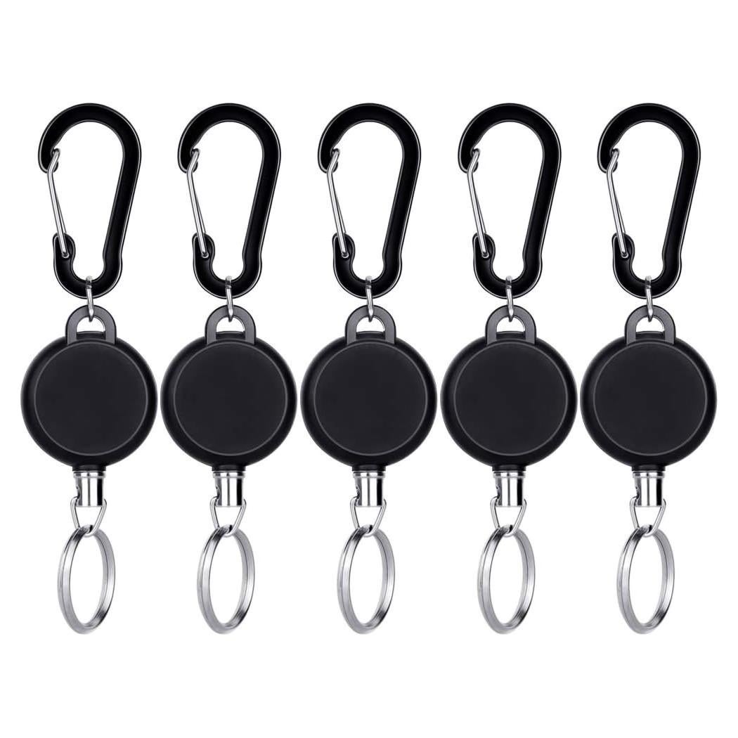 Portacarnet Retráctil Selizo 5 Pcs Clip Identificación Negro