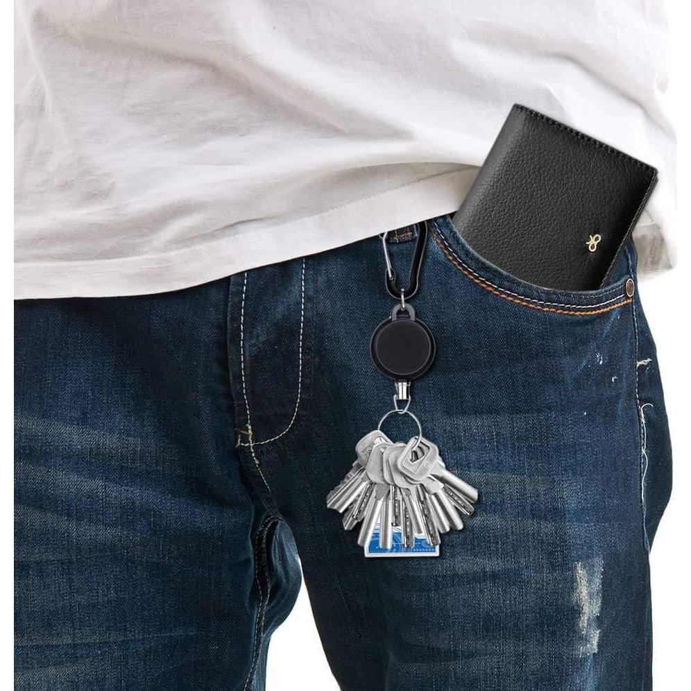 Portacarnet Retráctil Selizo 5 Pcs Clip Identificación Negro