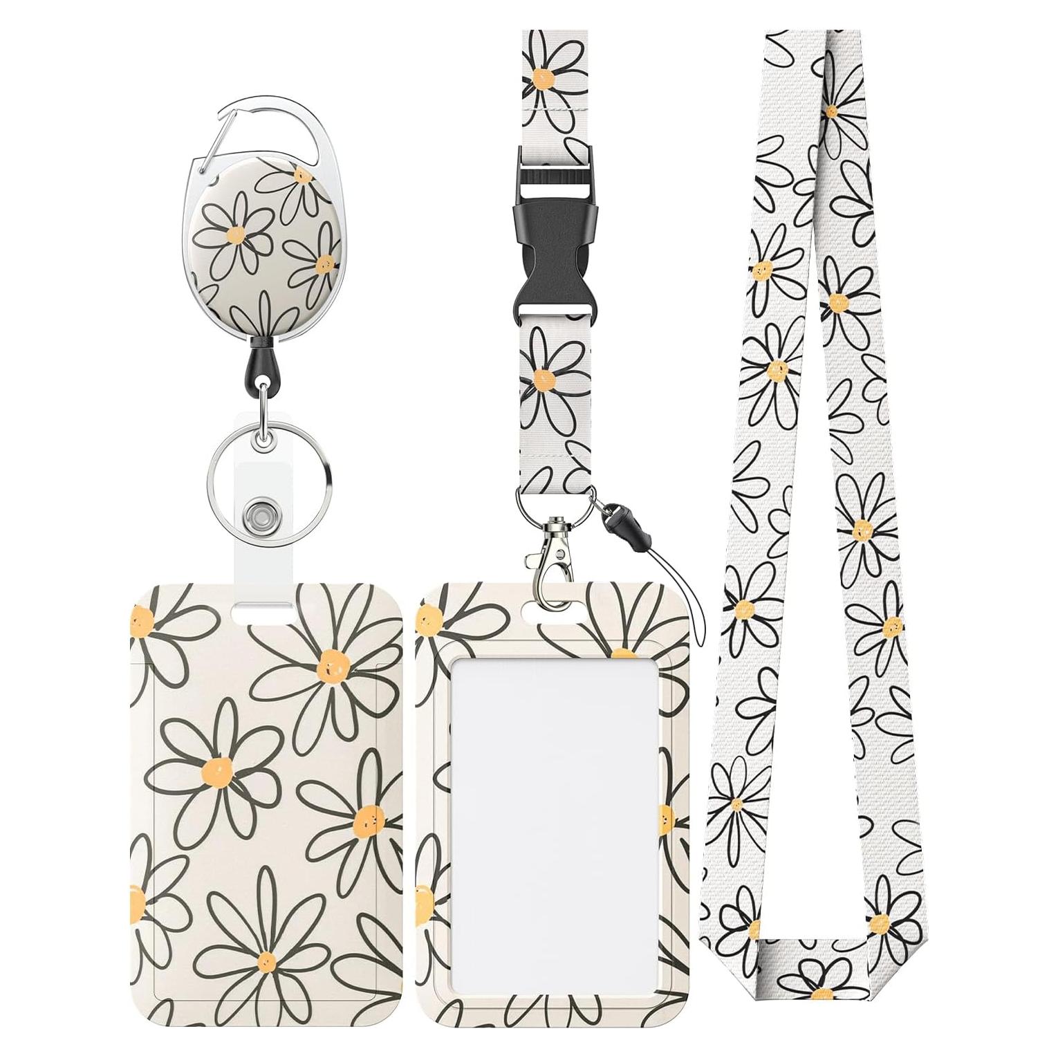 Porta Insignias Deslizante Uniclife Floral Beige para 2 Tarjetas