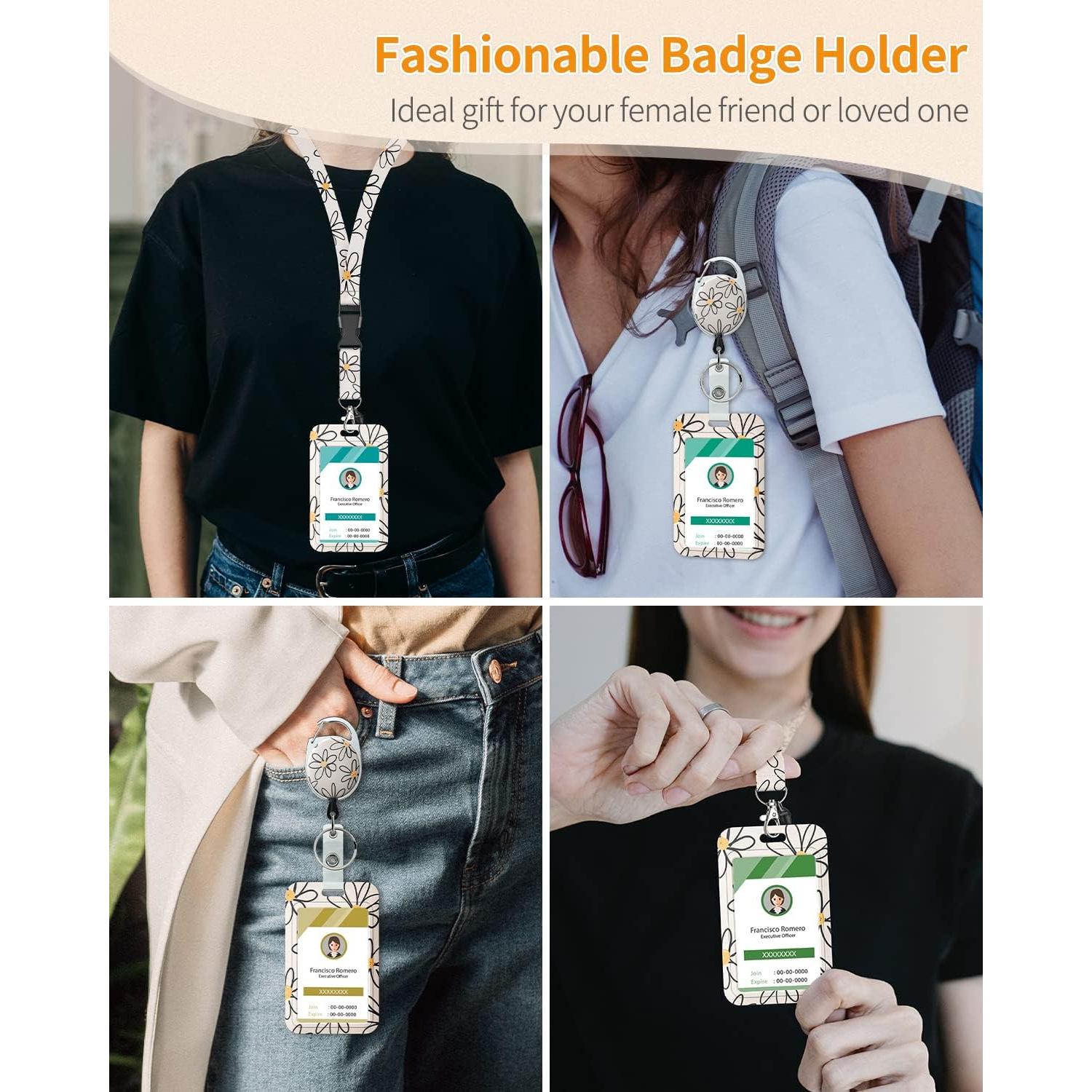 Porta Insignias Deslizante Uniclife Floral Beige para 2 Tarjetas