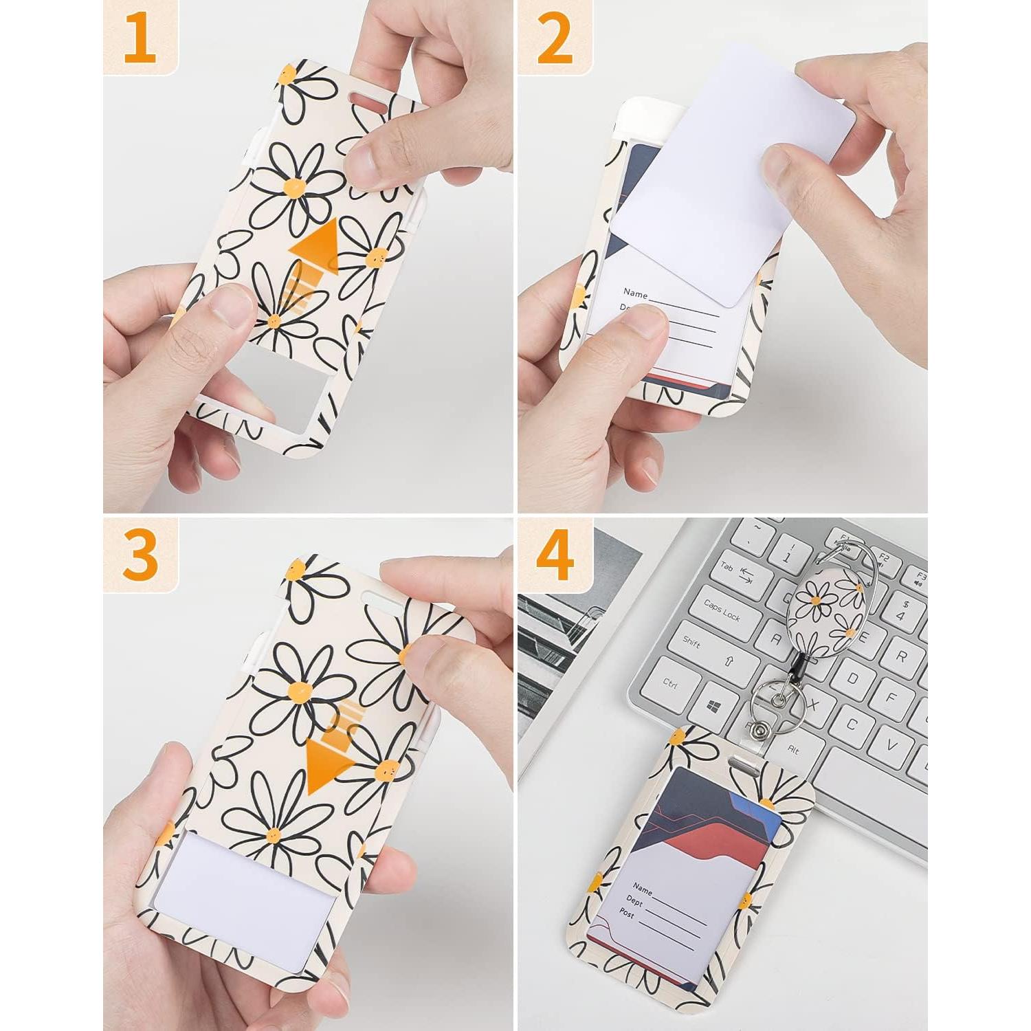 Porta Insignias Deslizante Uniclife Floral Beige para 2 Tarjetas