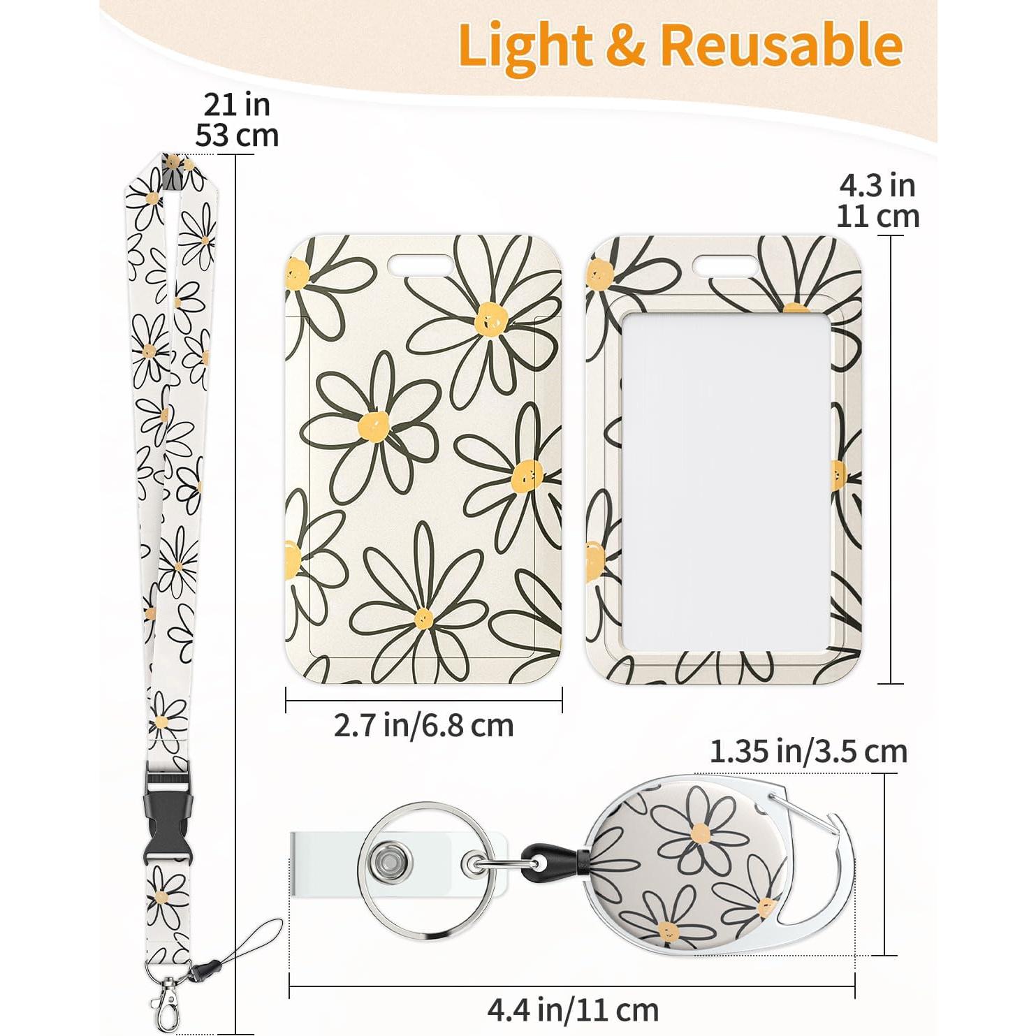 Porta Insignias Deslizante Uniclife Floral Beige para 2 Tarjetas
