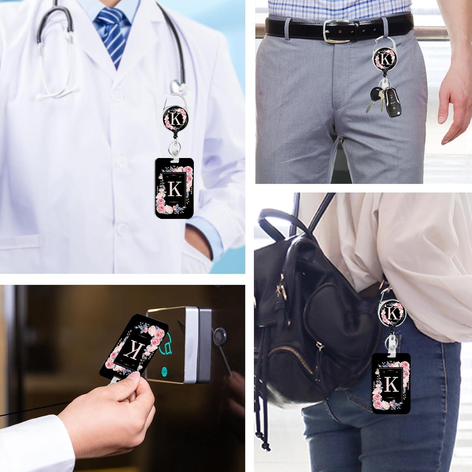 2 Pack Titulares de Identificación Rcmyll con Clip Retráctil