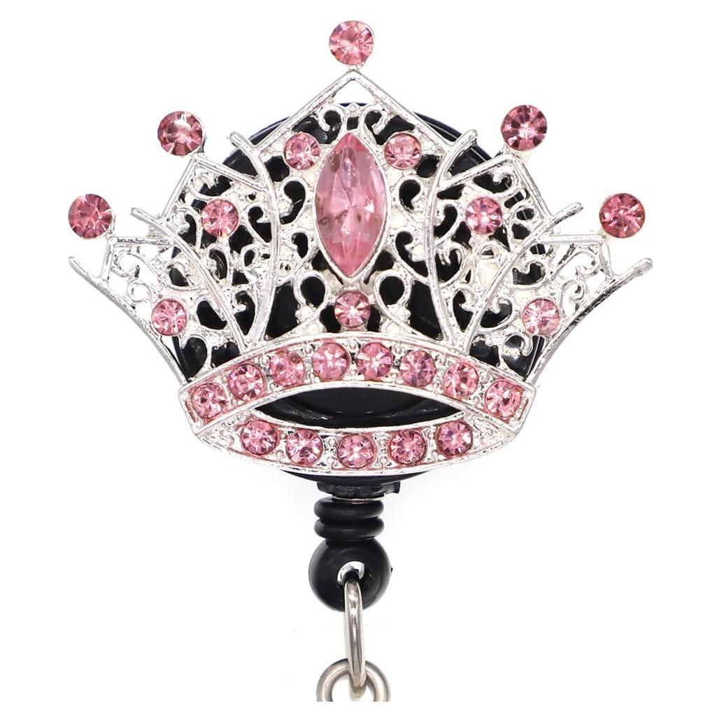 Portatarjetas retráctil BADGE REEL con corona de strass