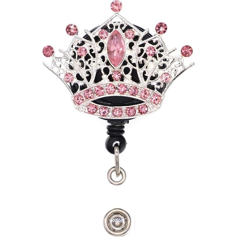 Portatarjetas retráctil BADGE REEL con corona de strass