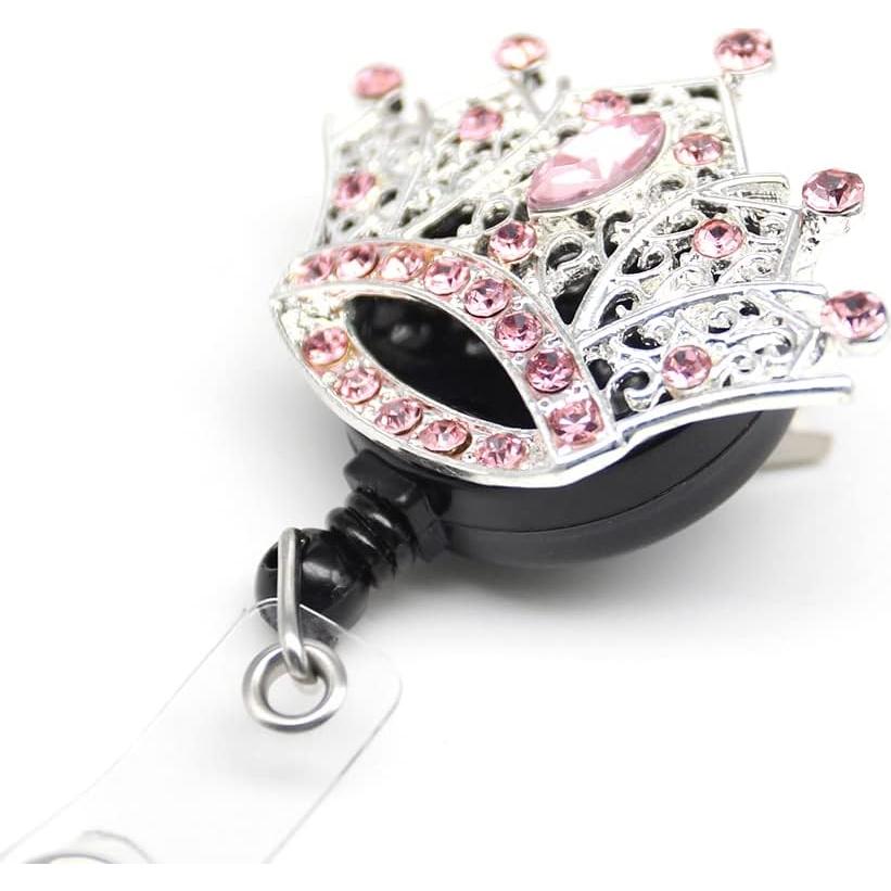 Portatarjetas retráctil BADGE REEL con corona de strass