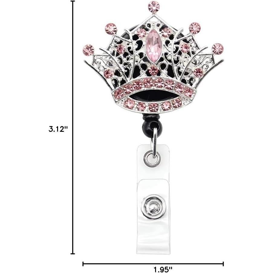 Portatarjetas retráctil BADGE REEL con corona de strass