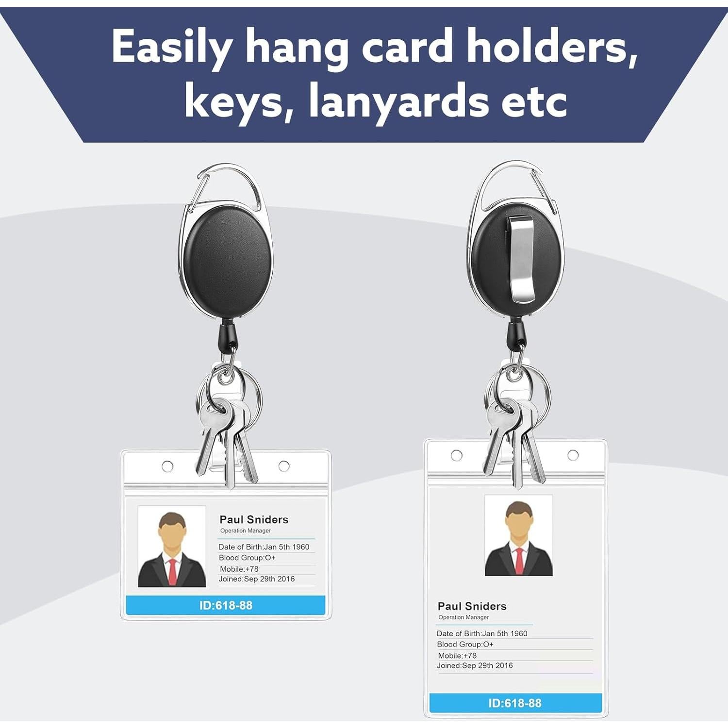 20 Portatarjetas Retráctiles con Clip BESARME - Negro