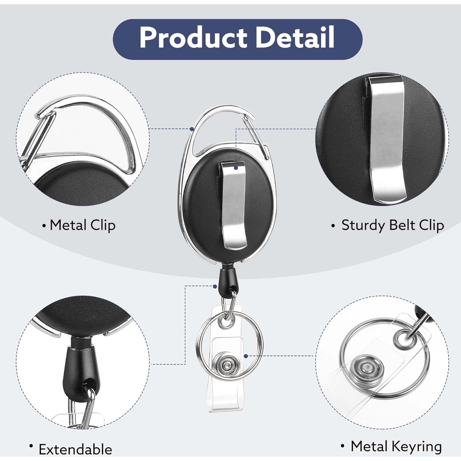 20 Portatarjetas Retráctiles con Clip BESARME - Negro