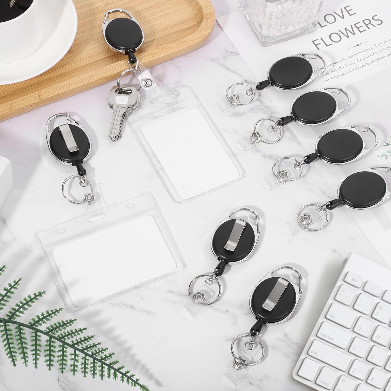 20 Portatarjetas Retráctiles con Clip BESARME - Negro