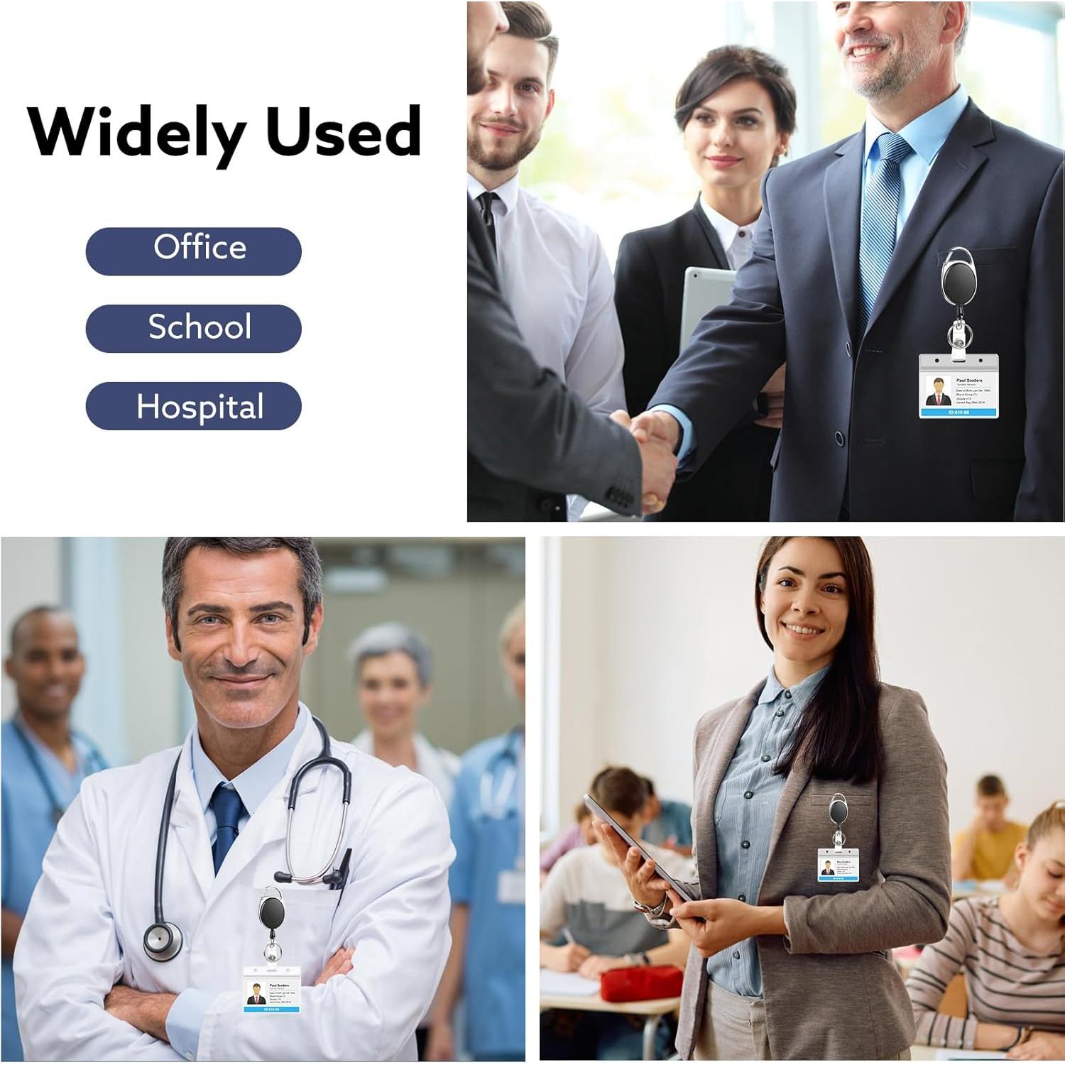 20 Portatarjetas Retráctiles con Clip BESARME - Negro