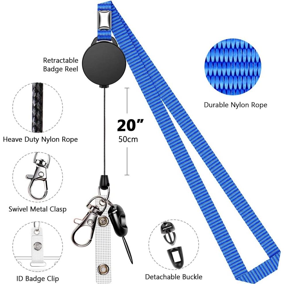 6 Cintas Retráctiles UpUGo para Insignias y Llaveros Azul