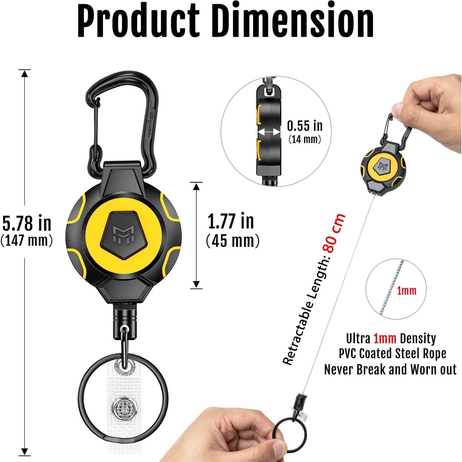 Llavero Retráctil MNGARISTA 2-Pack 283.5g 80cm Acero Inoxidable