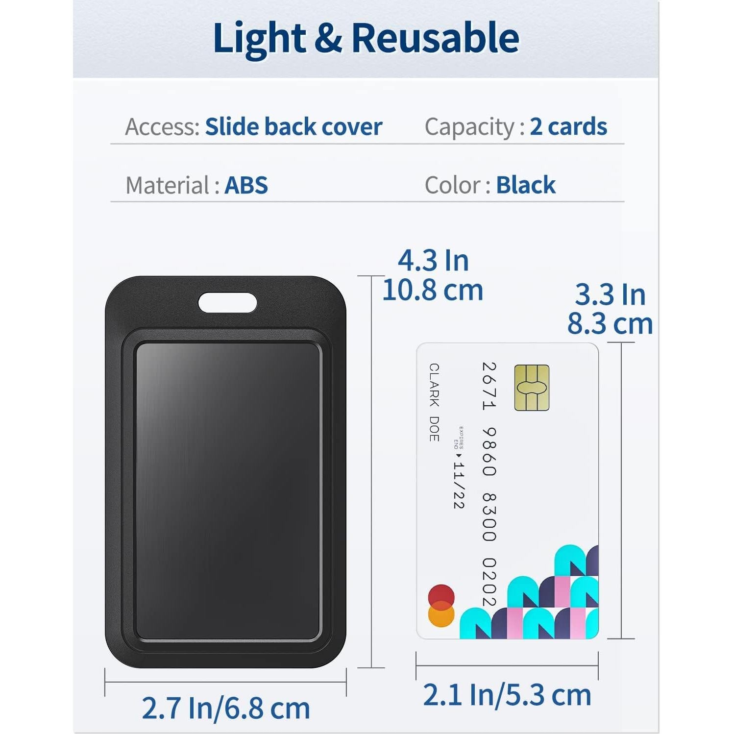 Uniclife Soporte de Identificación Deslizante Duro Negro 3 Pack