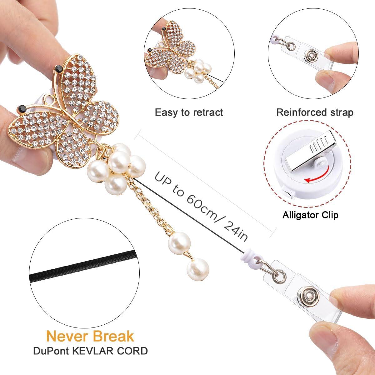 Sujetadores de Insignias Retráctiles HASFINE 5 Pcs Mariposa y Abeja