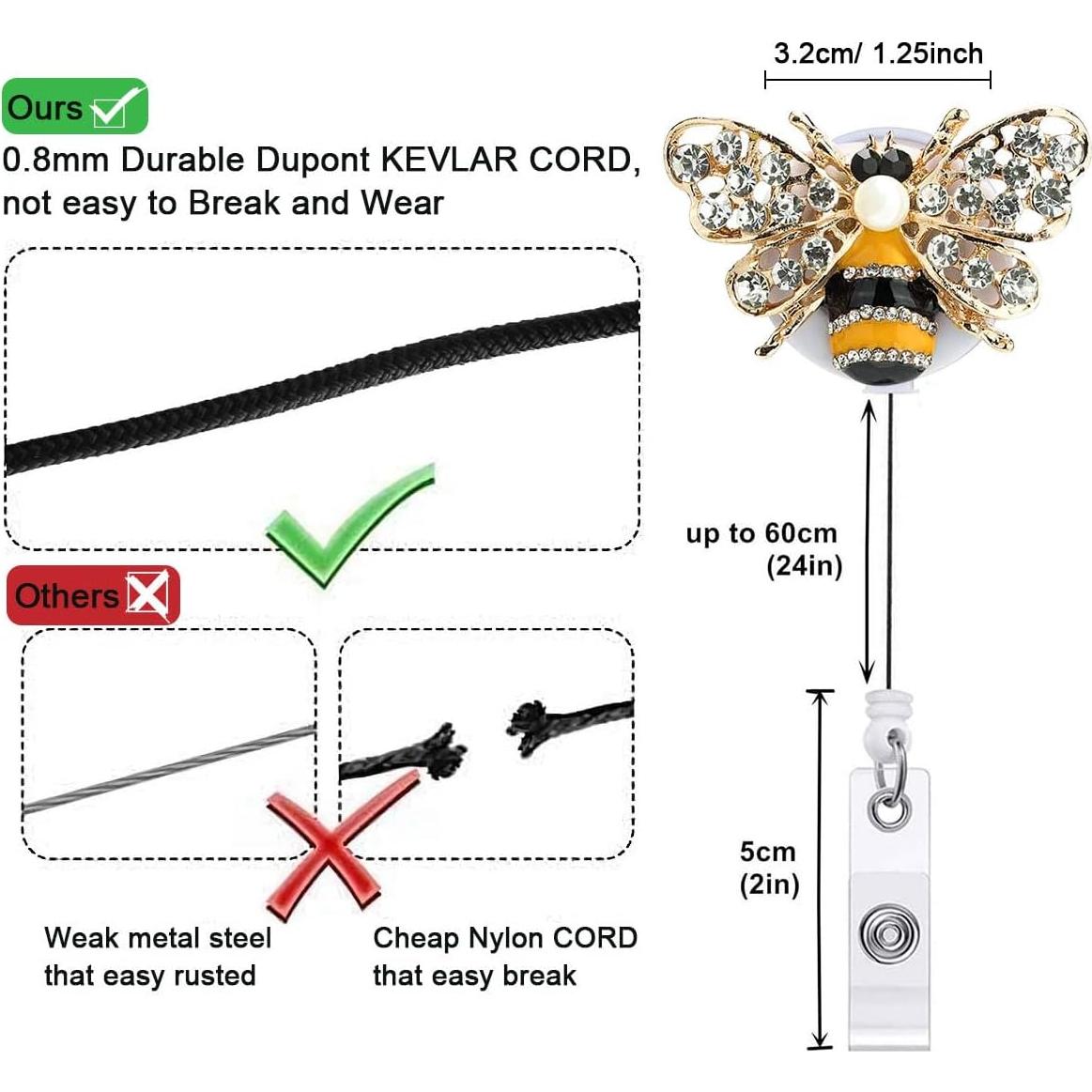 Sujetadores de Insignias Retráctiles HASFINE 5 Pcs Mariposa y Abeja