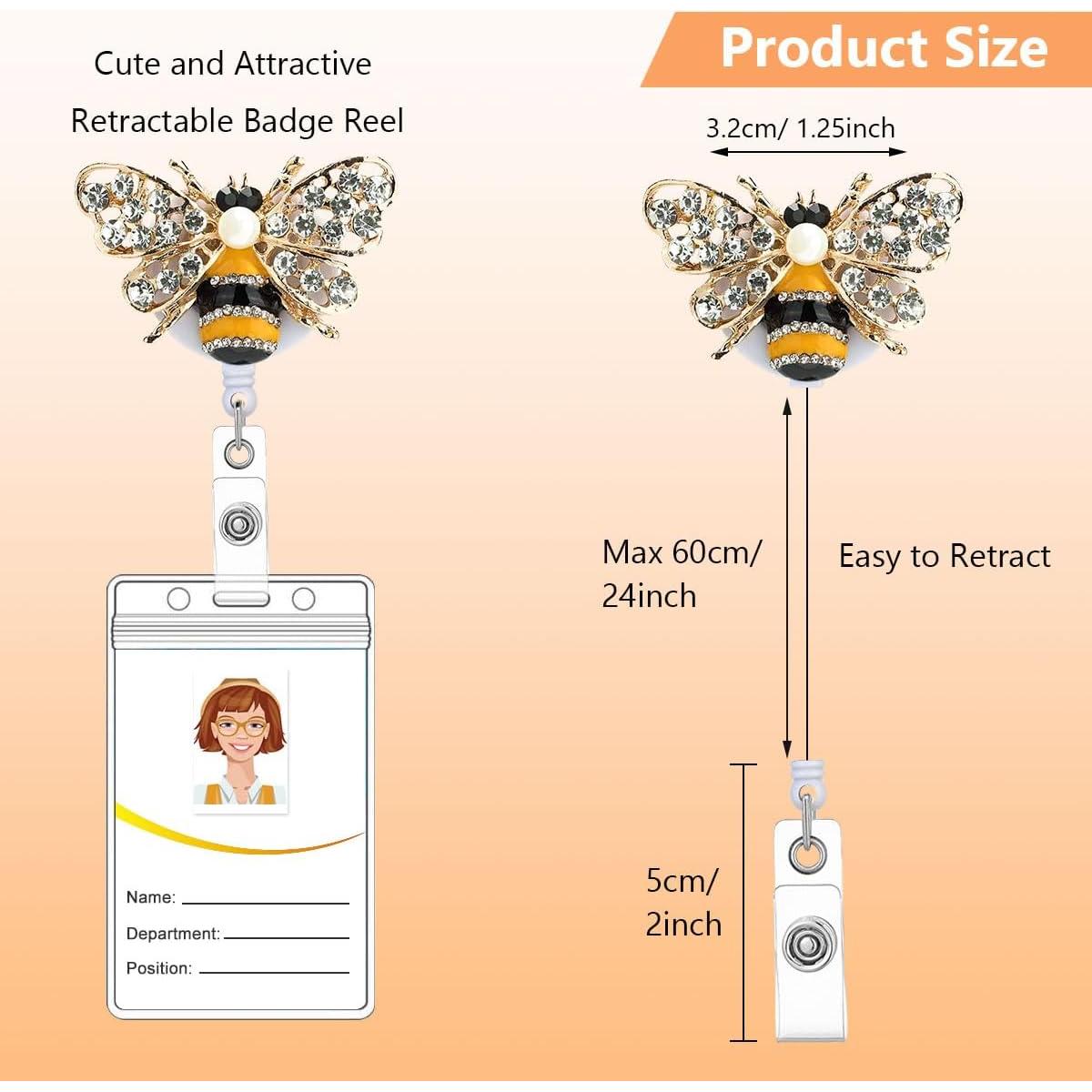 Sujetadores de Insignias Retráctiles HASFINE 5 Pcs Mariposa y Abeja