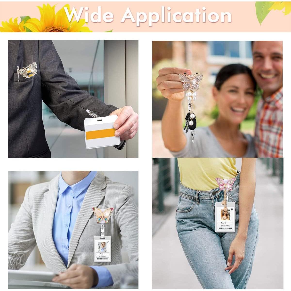 Sujetadores de Insignias Retráctiles HASFINE 5 Pcs Mariposa y Abeja