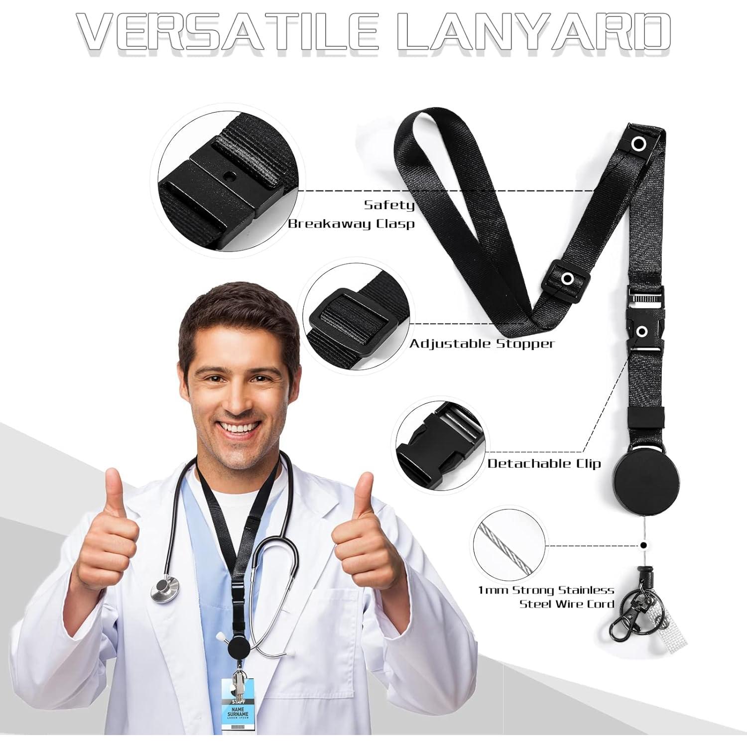 Lanyard Retráctil DELSWIN con Carabiner y Soporte para 2 Tarjetas